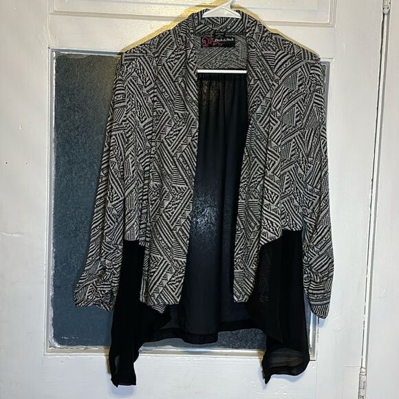 Peck & Peck Women’s Black and White Sheer patterned jacket size large - Picture 1 of 7